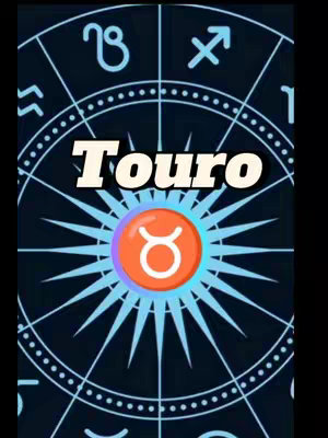 The cover image features a dark blue background with a circular design. In the center, an orange and white emblem represents the Taurus zodiac sign. Overlaid at the top is the text 'Touro' in a stylized, bold font.