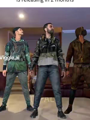The image features three men standing in a room, with text overlayed. The men are dressed in casual wear, with urban/military-style jackets and pants. The background suggests a casual setting, possibly an apartment or a photo studio, with a glimpse of furniture. The lighting appears to be neutral with the focus is on the subjects.