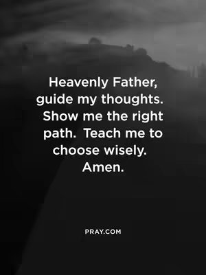 The image is a vertical composition featuring a mostly grayscale background. A darker, slightly blurred area dominates the upper portion, suggesting a cloudy or misty backdrop. In the center, there is a block of white text with a religious themed prayer. At the bottom, smaller text indicates the website pray.com.