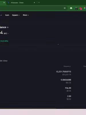 A screenshot of a computer screen displaying a cryptocurrency trading platform. The interface has a dark background with green and white text and data visualizations. The top part of the screen displays the name of the platform 'Vinanceee - Home'. In the center of the screen, financial data is displayed, including numbers, amounts, and percentages.