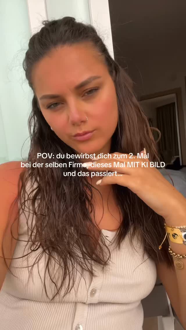 The cover image features a woman in a selfie-style shot. She is looking at the camera with a slightly concerned expression. In the background, there is a bedroom setting, with some soft lighting. Text overlay presents the premise of the video.