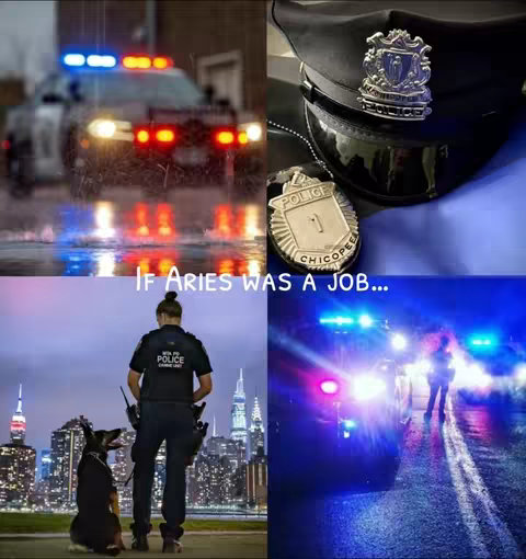 A collage-style image shows scenes related to police work. The top left shows a police car in the rain with flashing lights. The top right shows part of a police hat, and a badge with 'Chicopee Police' on it. The bottom left displays a police officer with their back to the camera, and also a police dog, with the New York City skyline in the background. The bottom right shows the silhouettes of people and police vehicles with flashing lights on a wet road.
