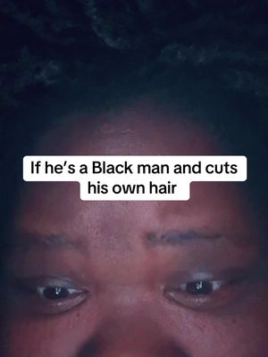 A close-up shot focuses on a Black man's eyes set against a dark background. A white rectangular text overlay with black text is positioned above the eyes.