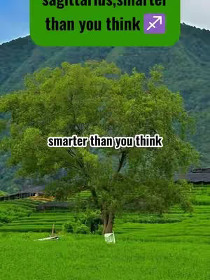 The cover image shows a vibrant green landscape with a large tree in the foreground. A green, rounded rectangle with white text and a purple Sagittarius symbol is at the top left. In the background, there's a mountain range that fades into a hazy sky.