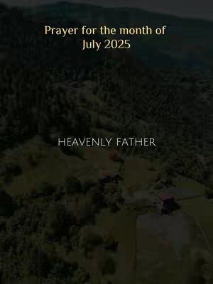 An aerial view of a dense, green forest with a field in the foreground. Text overlays include the title and a religious reference, written in a soft, neutral font. The overall composition conveys peace and serenity.