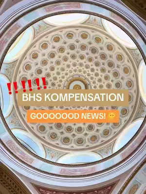 The image shows a detailed ceiling inside a building, likely a dome, with an interesting pattern in the center. A layer of text and exclamation marks are added on top.
