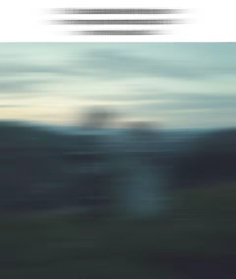 The cover image is an abstract, blurred landscape. The top portion shows a bright, undefined area, possibly representing a sky or clouds. Below this, there's a darker, blurred section suggesting land, trees, or mountains. The image has a painterly effect due to the horizontal blur, and it's mainly composed of cool colors like blues and greens.