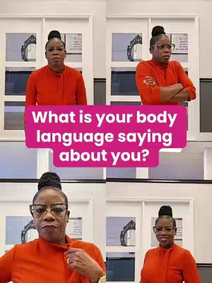 The cover image is a collage of four images of the same person. The person is a Black woman with glasses and her hair pulled back in a bun. She is wearing an orange collared shirt. The background appears to be a white wall with two white framed door sections reflected from the top.