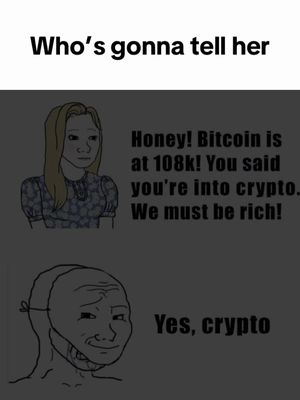 A meme-style image with text overlaid on a dark background. The layout is divided into two sections, showing illustrated figures. The top section features a female figure with blonde hair and a worried expression. The lower section presents a figure with a smiling face beneath a detached mask. Text is used as speech bubbles or captions around the figures.