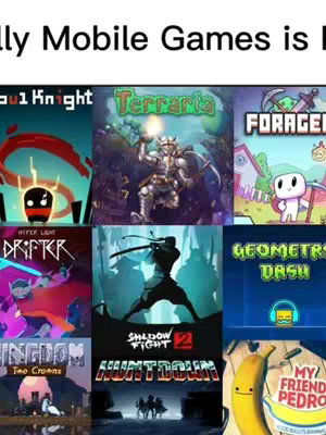 The cover image is a grid of nine game screenshots. At the top is the text “Finally Mobile Games is