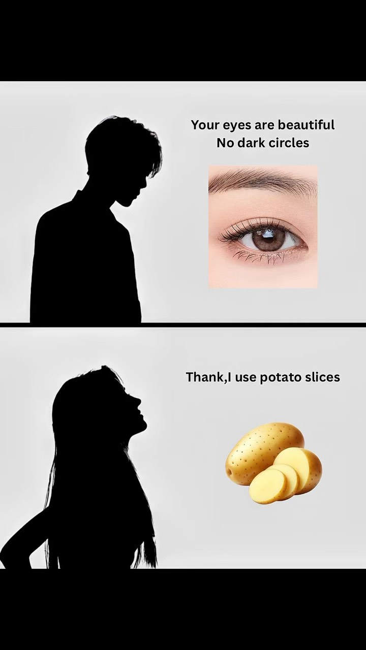 A split image showing a silhouette of a person with text and images, one featuring an eye and the other a potato.