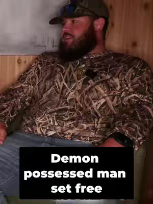 A man wearing a camouflage shirt and a baseball cap with what appears to be a blue logo faces the camera. A black rectangle at the bottom contains white text emphasizing the video's dramatic theme.