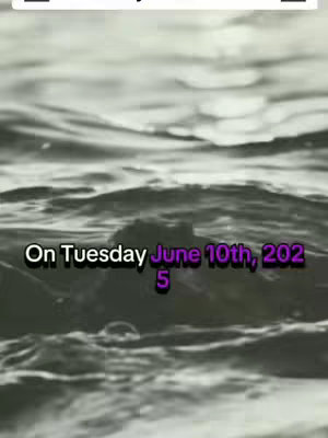 The image shows a grayscale view of ocean water with waves. Text is overlaid at the bottom, with the date, June 10th, 2025, prominent within a text box.