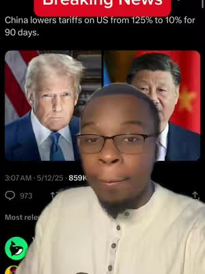 The cover image is a selfie-style shot with the creator in the foreground. Behind the creator, a split screen shows images of Donald Trump on the left and Xi Jinping on the right, likely representing the US and China.Above the image, there's a red banner that says 'Breaking News'. The creator is wearing glasses and a light-colored shirt.