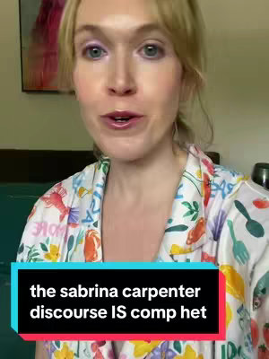 A selfie-style video shot with a woman in the foreground. She has blonde hair, and is wearing a pajama shirt with a colorful print. In the image, there is text overlayed on a solid color rectangle.