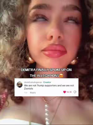 The cover image features a close-up of a woman with curly hair and large, expressive eyes. Text overlays include the phrase "DEMITRA FINALLY SPOKE UP ON THE ALLEGATIONS"