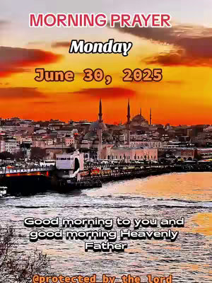 The image features a cityscape at sunset with a body of water in the foreground. Text overlays include a title and date, along with inspirational phrases.
