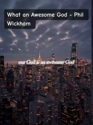 An aerial view of a brightly lit cityscape at night is shown, with a cloudy night sky above that. Added text overlays provide the main message.