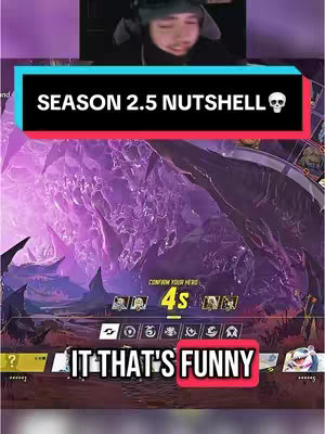 The cover image is a framed vertical shot from a mobile game with a gameplay screen in the lower section and a person in the upper section. The game screen displays a purple-hued background with a rocklike structure in the center, a heads-up display with active options, and various card-like icons along the bottom. Overlay text boxes, in different colors, are placed on the top and bottom of the image. Above the screen, the person is a white male wearing a green cap, and a headset, looking down with a focused expression. The general composition emphasizes visual information from the game and the streamer reaction.