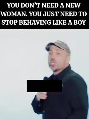 Image features a man speaking, partially visible, against a white background; text overlayed explains a message. The man is wearing a cap; a black bar obscures part his body. The top text is in bold and positioned to the image frame.
