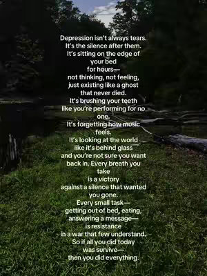 A vertical cover image shows a poetic text composed on a dark background of trees and dark water, with a green foreground of grass.