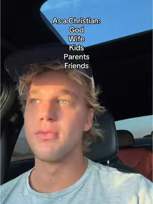 The cover image shows a young man looking slightly upwards and off-camera, likely talking. Text is overlaid on the image outlining the order of priorities for a Christian.