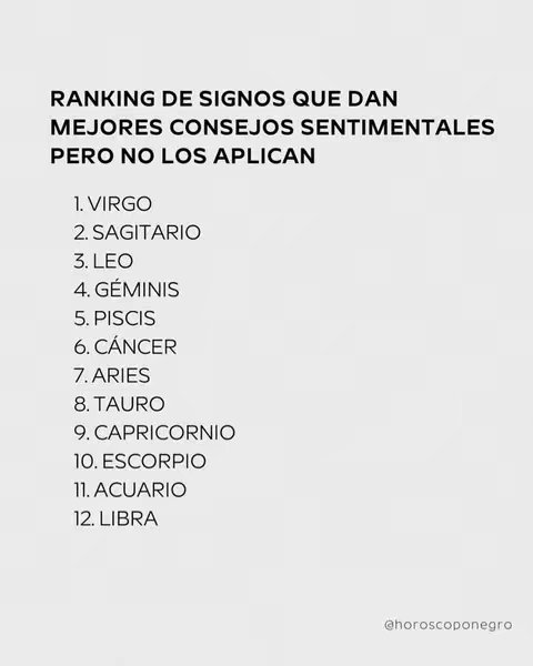 The cover image features a list ranking zodiac signs based on their ability to give relationship advice, but not follow it themselves. The text is in black against a light gray background. The list includes the names of the zodiac signs in order from 1 to 12.