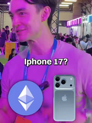 The cover image shows a man looking at the camera, with an overlay of text that says 'iPhone 17?'. Behind the man, the general background is that of a technology type event, with people in the background and booths.