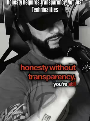 A black and white image of a man with a beard, wearing a baseball cap and headphones, speaking into a microphone. Text overlays in white and red are placed across the image.