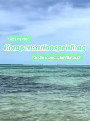 The image captures a serene natural scene: a body of water transitions from turquoise to deep blue. Above the water, a pale blue sky is visible with subtle cloud formations. Overlaid on the water are text bubbles in light green, containing questions in German. The text is centrally positioned, creating a visual point of emphasis.