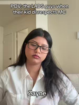 A woman with long dark hair and glasses is looking down with a sad expression. Text is overlaid on the cover image with additional text added at the bottom that says Zayne.