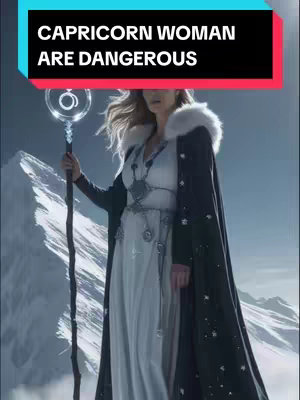 An image featuring a woman with long wavy blonde hair, wearing a white dress and a black cape with a white fur collar. She is in front of a snowy mountain landscape, holding a staff with an illuminated orb at the top. The image has an overlay with black and a blue background with white text.