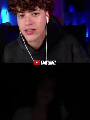 The cover image is divided into two sections. The upper section shows a young man with curly hair, wearing a black hoodie and white earbuds, looking directly at the camera. The lower section is completely black, and a Youtube logo with the name 'EJAYCRUZZ' is overlaid at the bottom.