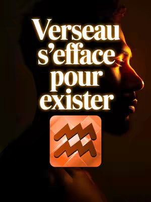 The image features a silhouetted profile of a person with dark skin. Overlayed on the image is text in a stylized font that appears to glow. At the bottom right, there's a symbol. The background has a gradient, transitioning from dark to a warm orange.
