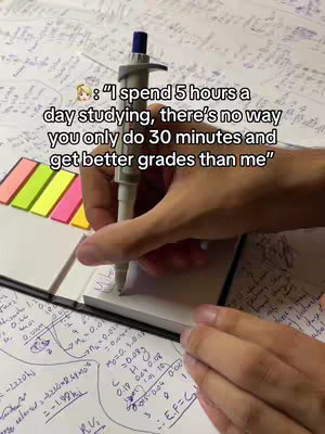 The cover image shows hands working on a notebook, a pen in the process of writing. Around the notebook, there is visible handwritten text with mathematical formulas and notes, with colorful sticky notes marking pages. Overlayed text provides context.