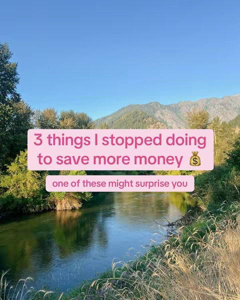 The cover image shows a serene natural scene with a river flowing through the center, flanked by trees on the left and grassy banks on the right. Mountains are visible in the background under a clear, blue sky. Text overlays are placed on pink rectangles, providing the video's main message amidst the landscape.