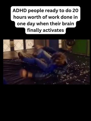 The cover image features a screenshot of a person rolling on the ground, seemingly in reaction to a sudden surge of energy or motivation. Text overlays appear at the top, adding context to the visual. The overall composition has a dark backdrop, with the person in the foreground. The colors are muted, and the frame is centered. The style conveys a sense of active motion.