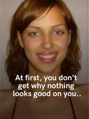 A close-up shot of a woman smiling, the composition highlights her face and a portion of her upper body. The image is well-lit, the color palette is warm, and the layout is simple. The woman has brown hair and is wearing a red top.