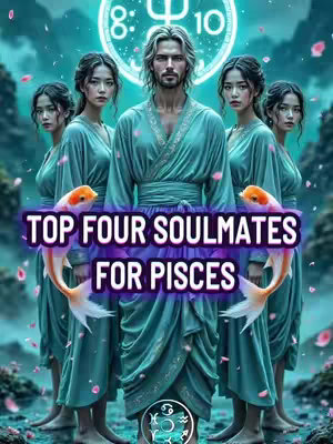 The cover image features a central male figure surrounded by four female figures, all in turquoise robes, with a background of a celestial scene, including a zodiac circle at the top with a clock. Two koi fish are on each side of the male figure and the text overlay creates a visually appealing design promoting astrology.