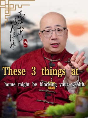 The image features a man in a red top, holding prayer beads in one hand and gesturing with the other. Text overlays state the video's hook and are set against a blurred background.