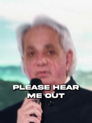 A medium shot features a man with white hair and a black suit jacket holding a microphone in front a blurry background. Text overlay reads "PLEASE HEAR ME OUT".