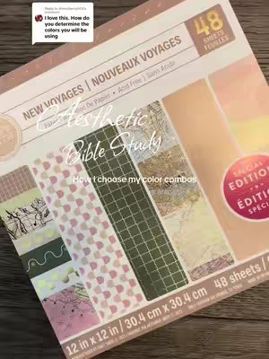 The cover image displays a flat lay of scrapbook paper, and craft supplies. The focus is on a pack of patterned paper and the text overlayed on the image, with a question from a user.