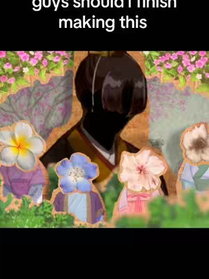 The cover image features an anime-style composition with floral elements. A central figure, silhouetted against a background, is adorned with a hairstyle or headpiece. Surrounding this central character are stylized figures, each with flower-adorned heads and distinct attire. The backdrop includes floral and natural elements, creating an aesthetic and artistic arrangement. The overall visual theme leans towards a serene and imaginative presentation.