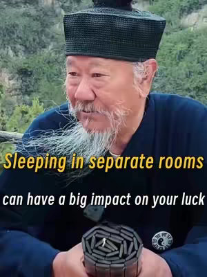 The cover image features an elderly Asian man with a white beard and traditional attire. Text overlayed on the image reads: Sleeping in separate rooms can have a big impact on your luck.