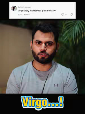 The cover image features a man looking directly at the camera. He has dark hair, a neatly trimmed beard, and is wearing a gray t-shirt. Below him is a yellow banner with the word "Virgo" written in a blue, bubble-style font. There is also a comment section on the top left.
