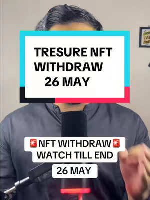 A man with dark hair is centered in the frame, the upper body visible. A microphone is positioned in front of him. Overlaid text is displayed in a rectangular box, and below the box are more text overlays, all in the style of a social media post. The background is a soft, plain color. 