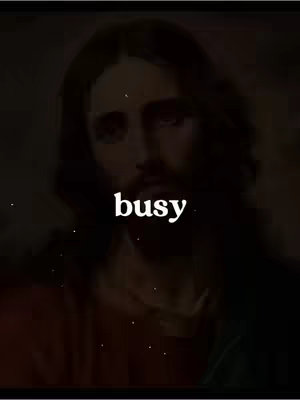 The cover image shows a portrait painting of Jesus Christ, with a dark background. Overlayed in the center is the word 'busy' in a white, bold font.