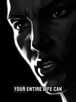 A close-up, black and white artistic rendering of a person's face with dramatic lighting. The focus is on the facial features with strong shadows and highlights, conveying an intense or serious mood. Text overlayed at the bottom