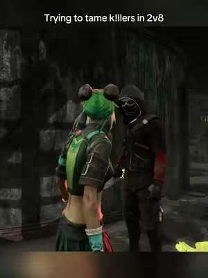 The cover image is a screenshot from a video game. In the center, two players are facing each other. One character has a green and black outfit. The other character is dressed in a black outfit with a mask. The background is a dimly lit, stone-walled hallway.