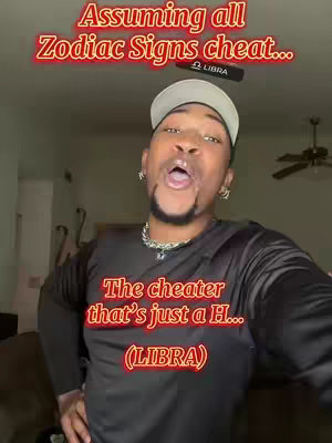 A man is shown from the chest up, with a room visible behind him. Text overlays describe cheating in relationships. The man is smiling, leaning forward, and his mouth is open as if he's talking.